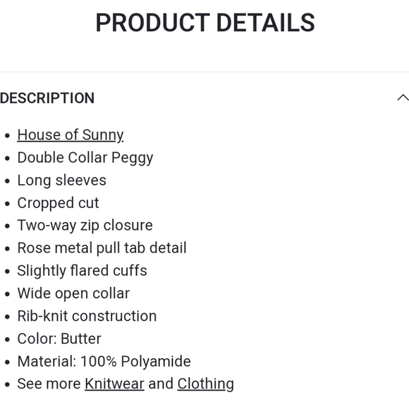 HOUSE OF SUNNY DOUBOR COLLAR PEGGY CROPPED CARDIGAN SZ US 10 UK 14 - Picture 14 of 17